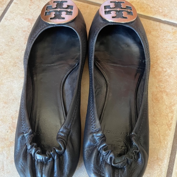 Tory Burch Reva Ballet Flats Leather Black Size 8.5 - Picture 11 of 13